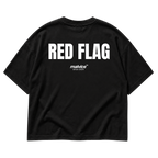 Back view of the black RED Flag Oversized T-Shirt by MALVICE.