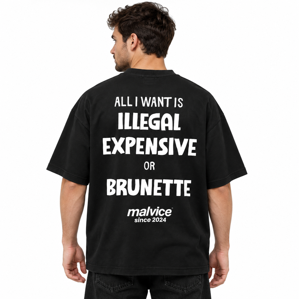 ALL I WANT IS ILLEGAL EXPENSIVE OR BRUNETTE Oversized T-Shirt