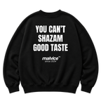 Black MALVICE oversized sweatshirt with “SHE SAID FORMULA ONE OR ME SOMETIMES I MISS HER” back print