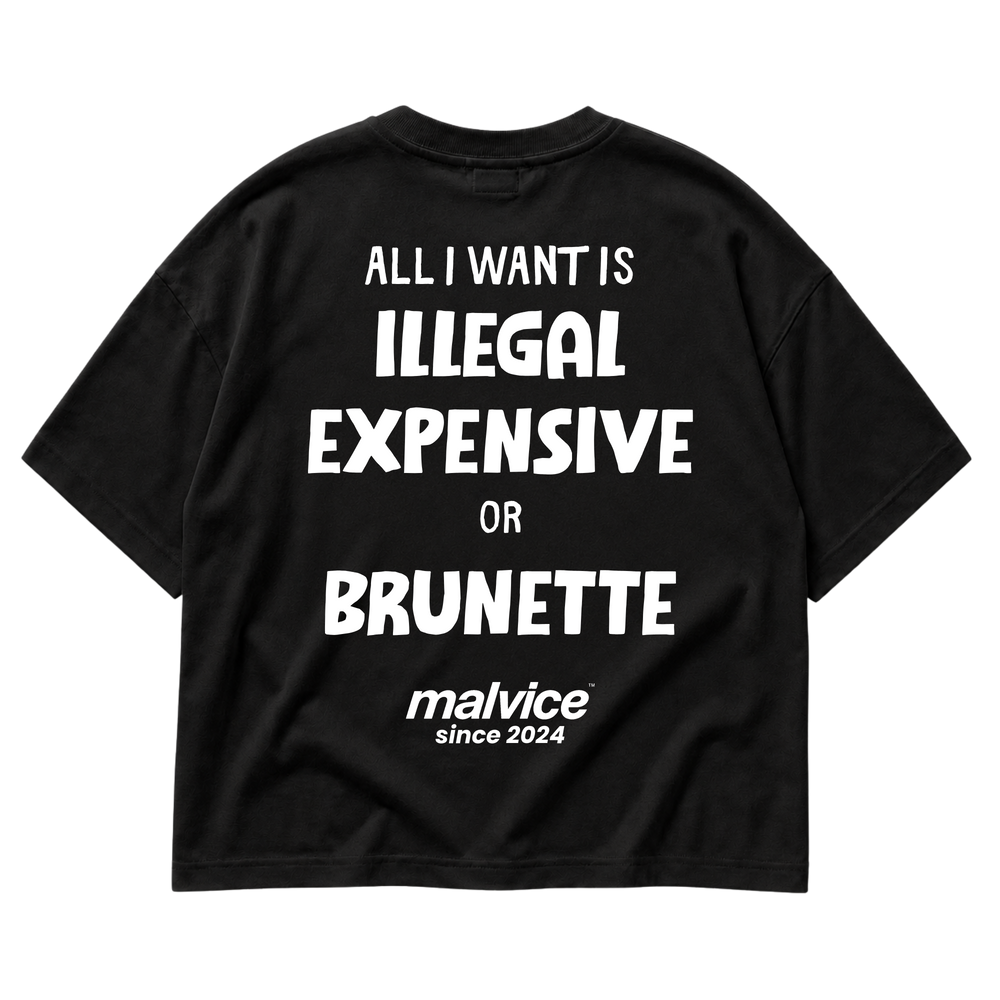 MALVICE All I Want Is Illegal Expensive or Brunette oversized T-shirt