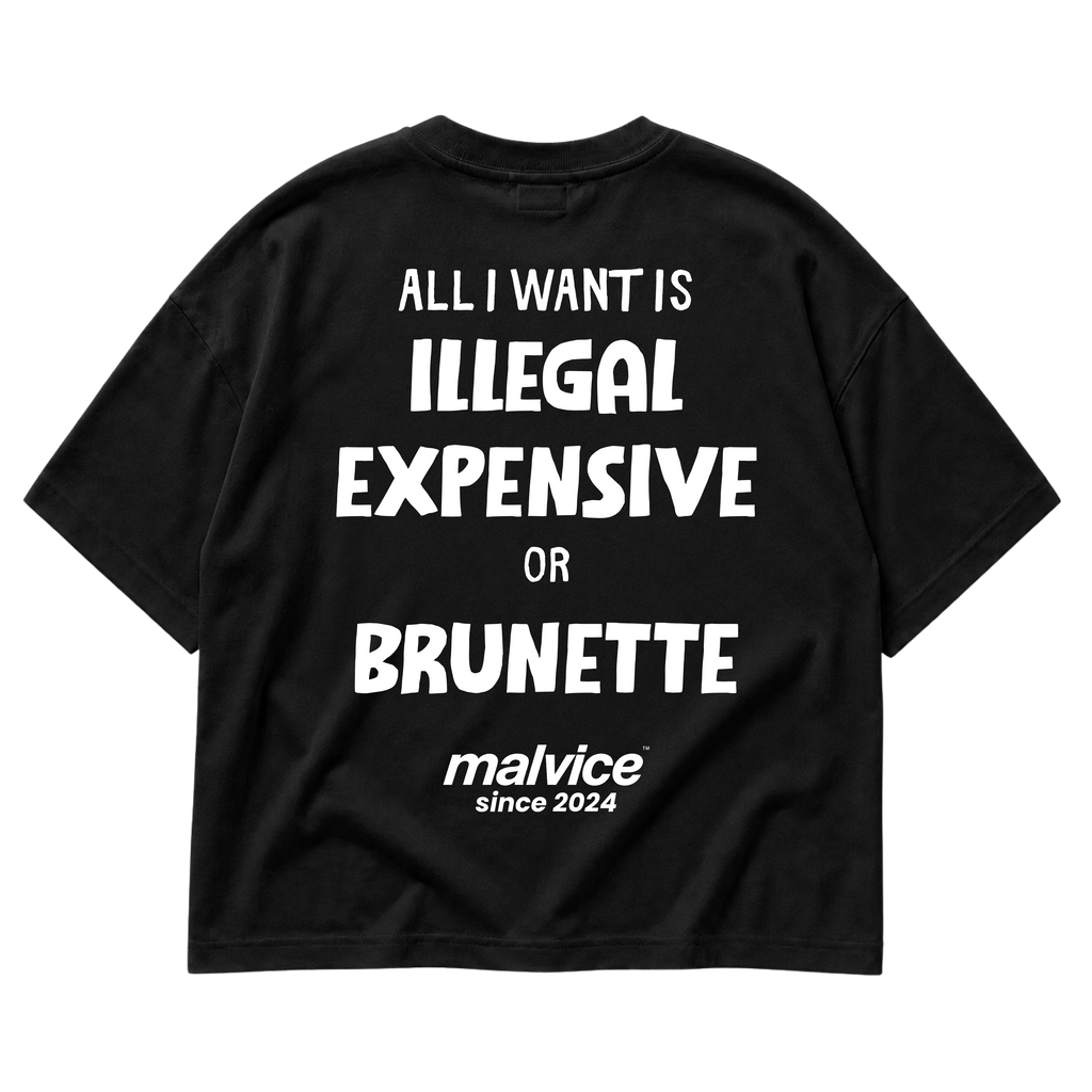 MALVICE All I Want Is Illegal Expensive or Brunette oversized T-shirt