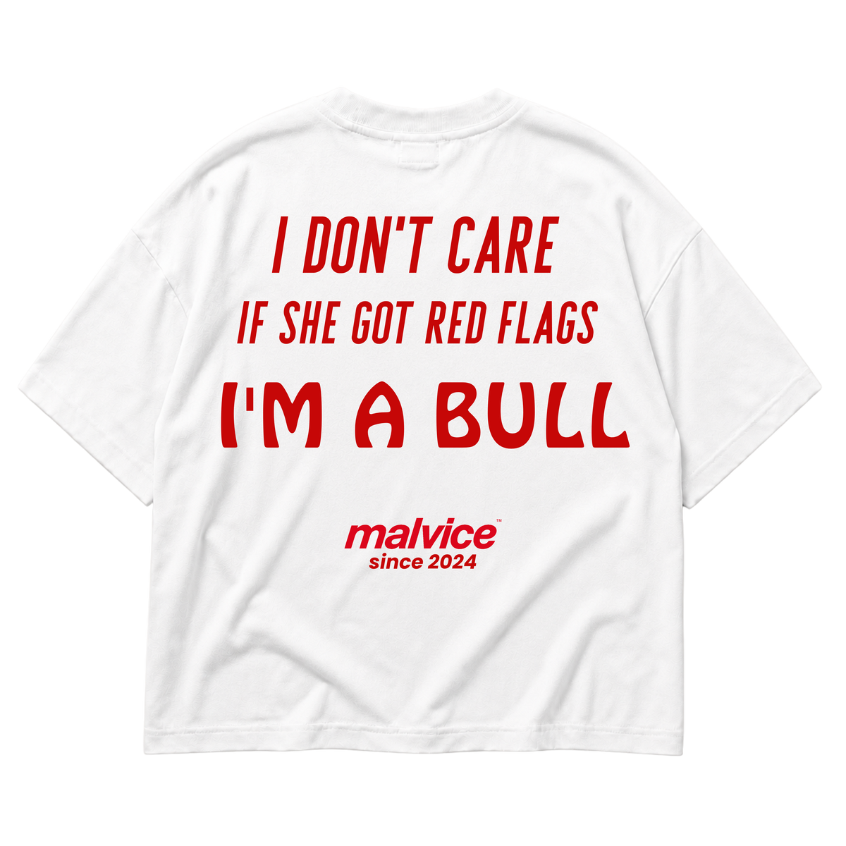 MALVICE I Don't Care If She Got Red Flags I'm a Bull oversized T-shirt