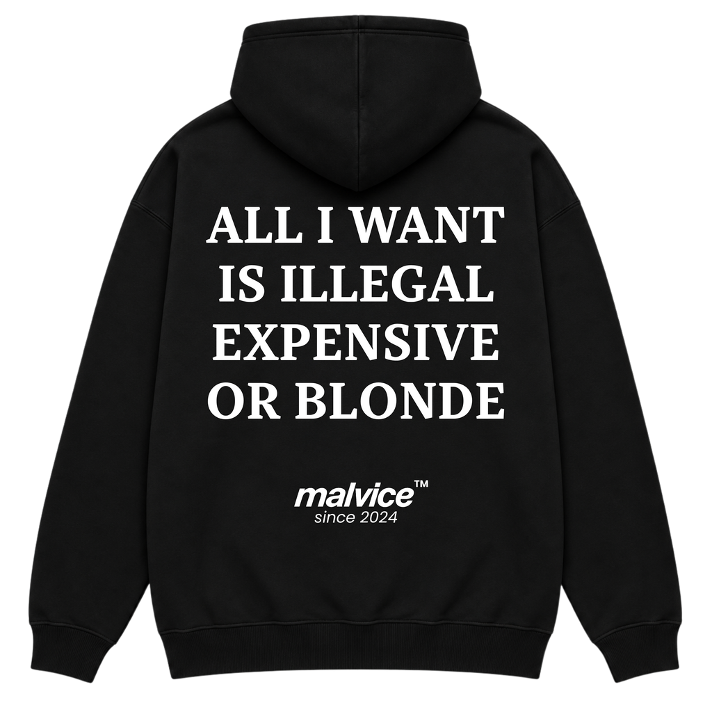 MALVICE All I Want Is Illegal Expensive or Blonde oversized hoodie