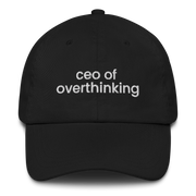 Black MALVICE adjustable dad hat with “CEO OF OVERTHINKING” front embroidery