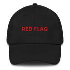 Black MALVICE adjustable dad hat with “RED FLAG” front embroidery