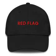 Black MALVICE adjustable dad hat with “RED FLAG” front embroidery