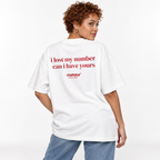 I lost my number can i have yours Oversized T-Shirt white young adult model back view