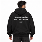 i lost my number can i have yours Oversized Hoodie black young adult model back view