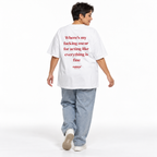 Where's my fucking oscar for acting like everything is fine Oversized T-Shirt white young adult model back view