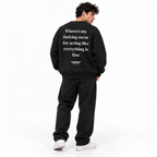 Where's my fucking oscar for acting like everything is fine Oversized Sweatshirt black young adult model back view