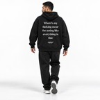 Where's my fucking oscar for acting like everything is fine Oversized Hoodie black young adult model back view
