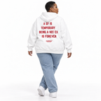 A GF IS TEMPORARY BEING A HOT EX IS FOREVER Oversized Hoodie white young adult model back view