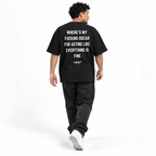WHERE'S MY FUCKING OSCAR FOR ACTING LIKE EVERYTHING IS FINE Oversized T-Shirt black young adult model back view