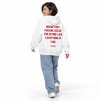 WHERE'S MY FUCKING OSCAR FOR ACTING LIKE EVERYTHING IS FINE Oversized Hoodie white young adult model back view