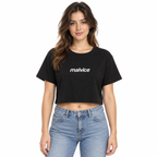 MALVICE Relaxed Crop Top — black Crop Top on woman model, white studio