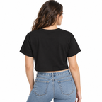 MALVICE Relaxed Crop Top — black Crop Top on woman model, white studio